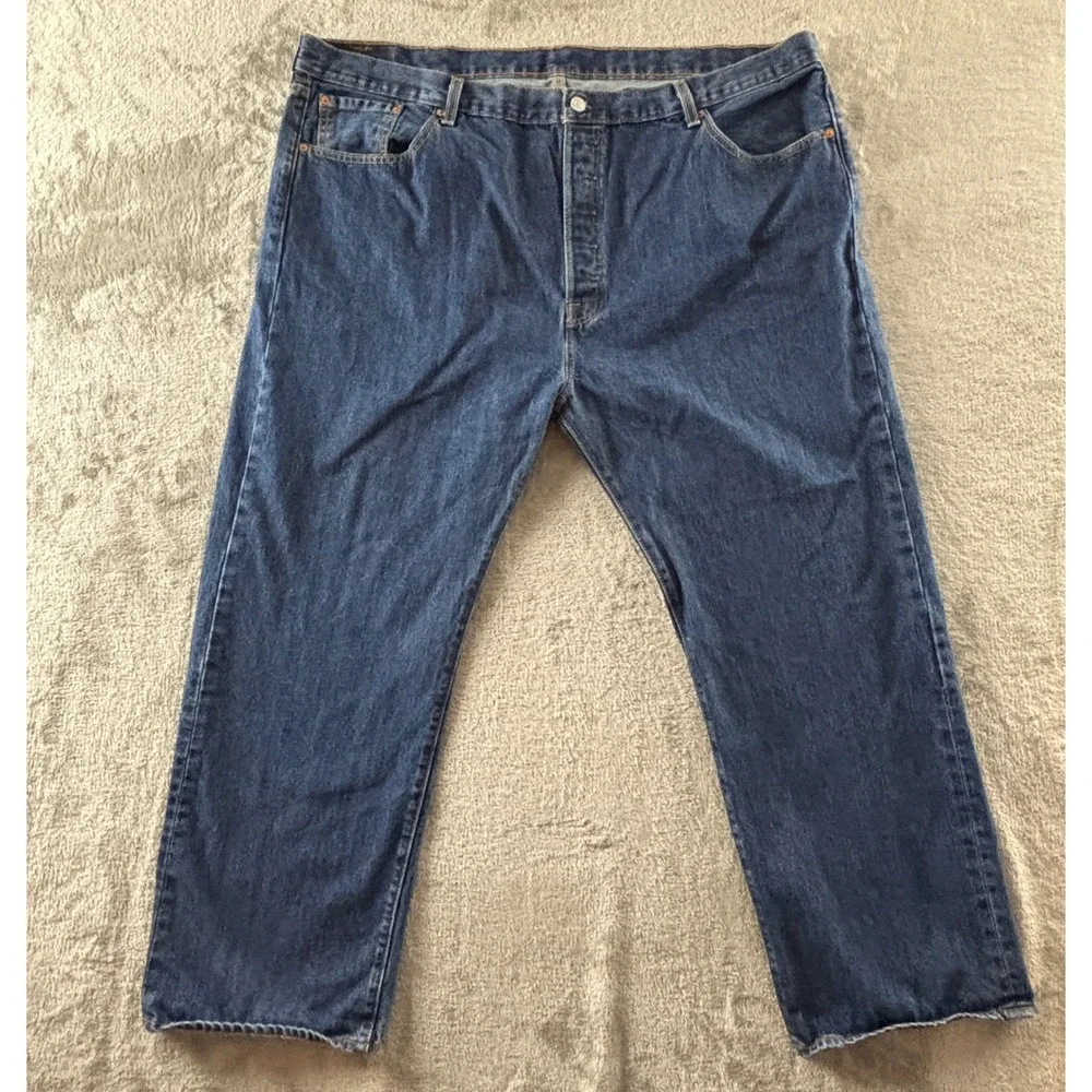 Levis 501 Original Fit Jeans Mens 46x30 Dark Wash Blue Straight Leg 11501-0194
